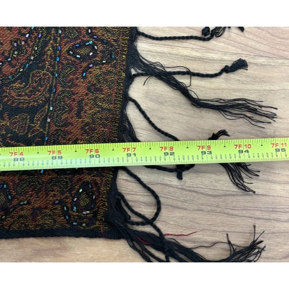 Lg Antique‎ Collectors Club RTM Beaded Shawl Cashmere Silk Blend Global Vintage